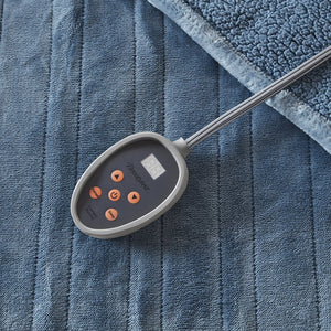 JLA Home Beautyrest - Blanket Beautyrest Heated Plush Reversible with 20 Heat Settings, Auto Shut-Off, OEKO-TEX Certified Blue BR54-0377