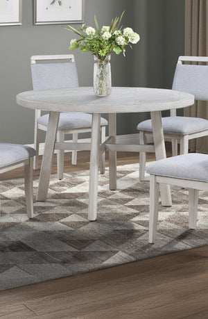 English Elm 1pc Round Dining Table 48"RD x 30.3"H - Weathered Light Finish, Rustic Modern Craftsmanship, Durable Build Gray 51 L x 51 W x 5.75 H B011P373209