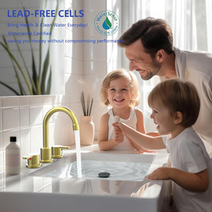 English Elm Widespread 2-Handle Bathroom Faucet 8" Centerset High-Arch Gooseneck 360° Swivel Water-Saving Brushed Gold T3177P351696