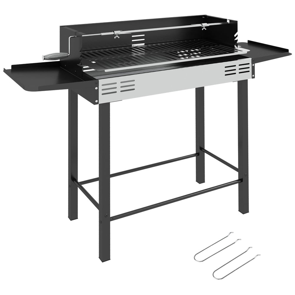 English Elm Outsunny Charcoal Rotisserie Roaster with Dual Cooking Zones and Foldable Prep Shelves W2225P174314