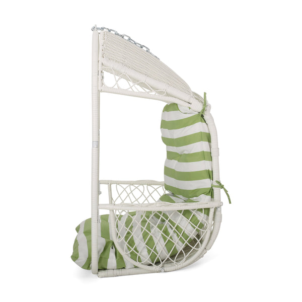 English Elm Christopher Knight Home® - Malia Hanging Chair - Cozy Indoor/Outdoor Wicker Basket Seat With Plush Cushions & Modern Design 67677.00WGRN