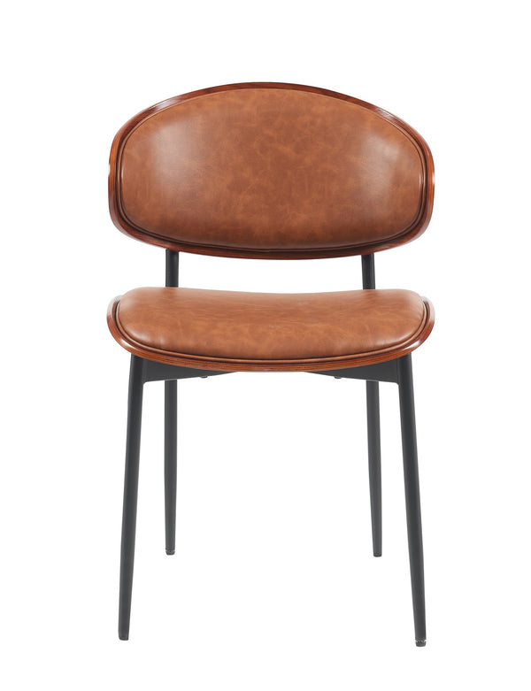 English Elm Mid-Century Modern Dining Chairs Set Of 2 – Chic Italian Bentwood With Luxe Pu Leather & Metal Legs N842P290053D