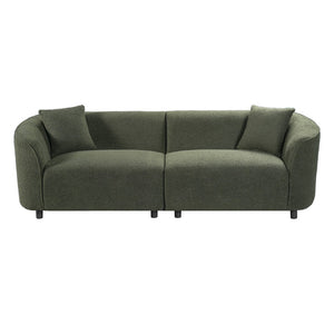 English Elm 87" Curved Boucle Sofa Sculptural Low Profile Design for Contemporary Living Rooms N767P354840A