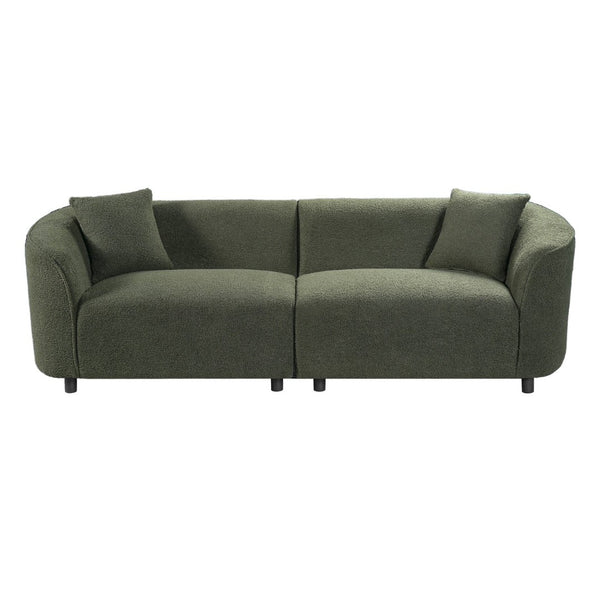 English Elm 87" Curved Boucle Sofa Sculptural Low Profile Design for Contemporary Living Rooms N767P354840A