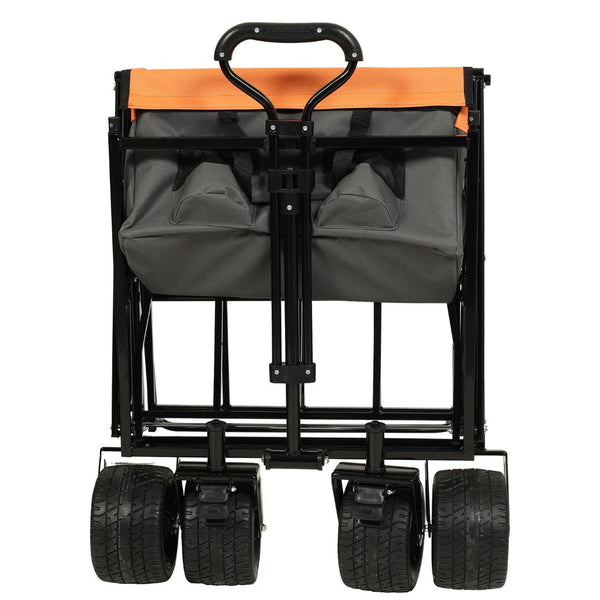 English Elm 480lbs Foldable All-terrain Wagon with Canopy Mosquito Net for Camping Outdoor Orange W2932P253227