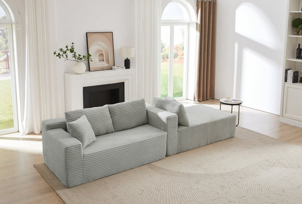 English Elm L-Shaped Cloud Sectional Sofa - Plush Modular Sleeper, No Assembly, Light Grey Comfort For Any Space W2339P306766