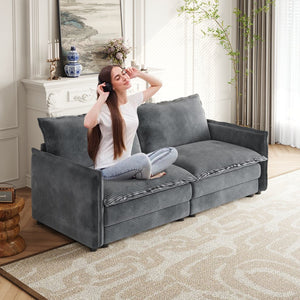 English Elm Corduroy Loveseat Sofa – Stylish, Modular 2-Seat Couch With Deep Comfort & 2 Pillows For Living Spaces W834S00413
