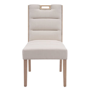 English Elm Upholstered Armless Dining Chairs Rubberwood Frame Minimalist Set of 2 for Compact Spaces Beige,Natural N768P391163N