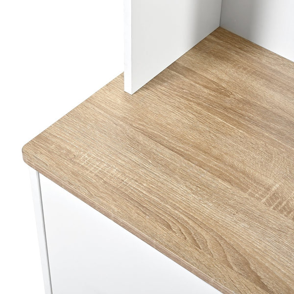 English Elm U-Can Multifunctional 75" Hall Tree with Bench, 3 Cabinets, 6 Drawers, Shelves & Anti-Tip Design White SJ000152AAK