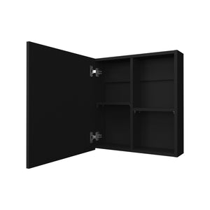 English Elm Morenci wall-mounted bathroom cabinet with mirrored door, four internal shelves for tidy storage and style Black 27.2 L x 24.8 W x 4.3 H B128P237177