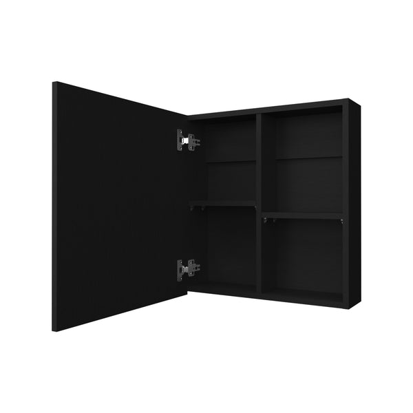 English Elm Morenci wall-mounted bathroom cabinet with mirrored door, four internal shelves for tidy storage and style Black 27.2 L x 24.8 W x 4.3 H B128P237177