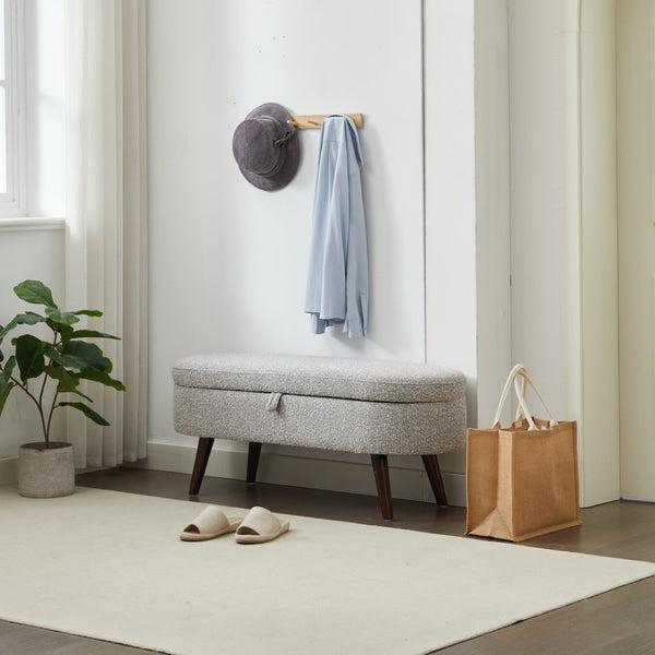 English Elm S02 Boucle Lift Top Storage Ottoman Bench for Entryway or Living Room Accent W1805P178791
