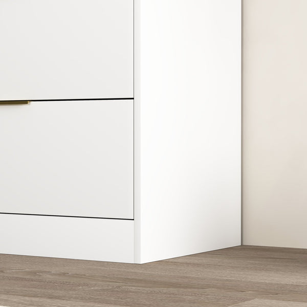 English Elm Simply Modern 6-Drawer Dresser with Spacious Drawers, Durable Engineered Wood, Sleek Minimalist Design White W409P307585