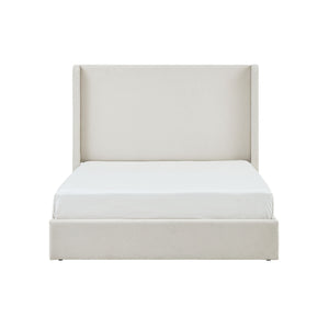 English Elm Carmen Boucle Upholstered Wingback Bed with 52.3" High Headboard, Modern Minimalist Platform Frame Ivory B083P358535