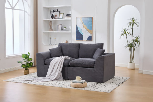 English Elm UNITED Cloud Couch Modular Sectional Sofa with Corduroy Cover, Ergonomic 2-Seater, No Assembly Needed Dark Gray W1568P371127