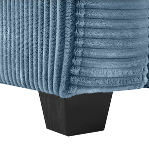 English Elm 72.8" Corduroy Sleeper Sofa Loveseat with Full Mattress, USB Charging, Cup Holders, Storage Pockets Navy Blue N719P208880C