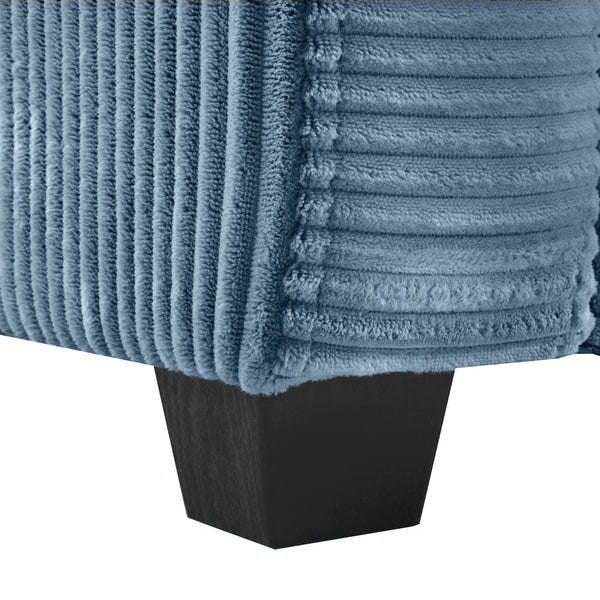 English Elm 72.8" Corduroy Sleeper Sofa Loveseat with Full Mattress, USB Charging, Cup Holders, Storage Pockets Navy Blue N719P208880C