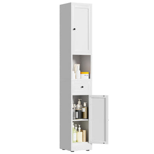 English Elm 71 Inch Freestanding Metal Storage Cabinet Five Tier Narrow Pantry Organizer White W2735P428814