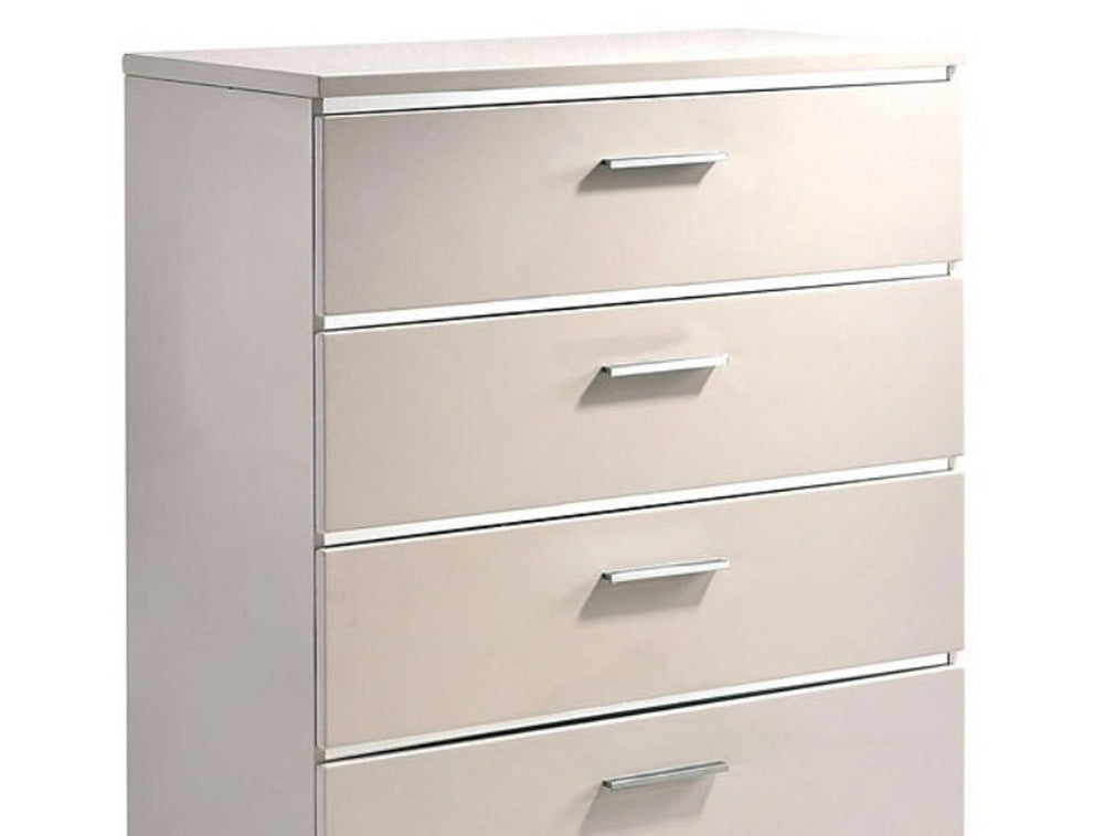 English Elm 1pc Crocodile-Embossed Chest with Diamond-Crusted Handles, Silver-Lined Panels, Glam Contemporary Appeal Chrome,White 39 L x 21 W x 56 H B2741P368138