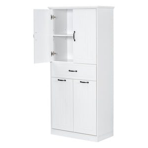 English Elm Christopher Knight Home® - Bathroom Storage Cabinet with Doors Drawer & Dual Laundry Baskets, MDF Build, Adjustable Shelf, Anti-Tip Device White N759P243350K