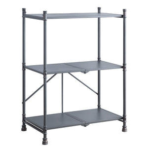 English Elm Sandy Industrial 3-Tier Console Table, Foldable Water-Pipe Shelves in Sandy Black Dark Bronze Finish — Durable Metal Storage & Rustic Display Piece for Home Entryway or Living Room B062P186469