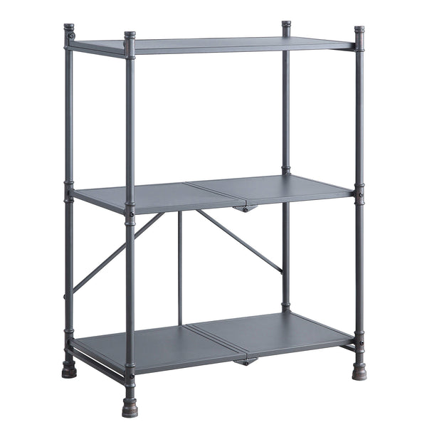 English Elm Sandy Industrial 3-Tier Console Table, Foldable Water-Pipe Shelves in Sandy Black Dark Bronze Finish — Durable Metal Storage & Rustic Display Piece for Home Entryway or Living Room B062P186469