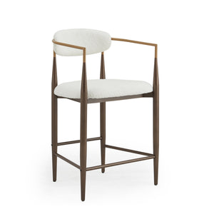 English Elm Christopher Knight Home® - Counter Stool Set Of 2 - Chic Beige Upholstered Design With Gold Iron Frames For Modern Spaces N771P249370J