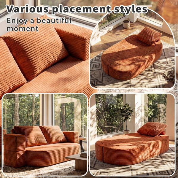 English Elm 78.7" Convertible Corduroy Futon Sofa High Density Foam Sleeper Bed for Guests W3108P416090