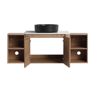English Elm 54'' Wall-Mounted Bathroom Vanity With Elegant Ceramic Sink, Soft-Close Doors & Ample Storage Shelves W999S00415