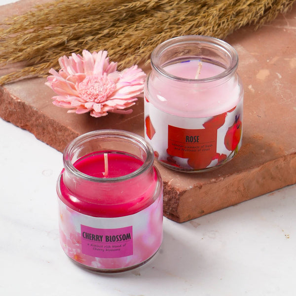 English Elm Scented Glass Jar Candles Set of 10 — 3oz Soy Wax, 5 Scents (Rose,Oudh,Cedar,Lavender,Cherry) Giftable B346P369787