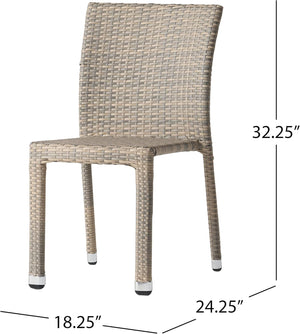 English Elm Christopher Knight Home® - LARACHE Aluminum Framed Armless Rattan Dining Chair – Stackable, Weather-Resistant, Lightweight Design Grey 37.01 L x 29.13 W x 18.5 H N776P261516C