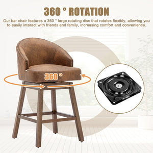 English Elm United We Win Quilted Microsuede Swivel Barstool with Wood Legs and Gold Rivet Trim W1568P361710
