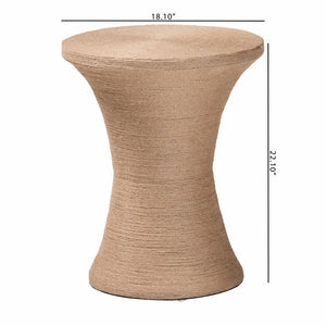 English Elm Japandi Woven Jute Hourglass Side Table Organic Texture for Modern Living Rooms B2750P467807