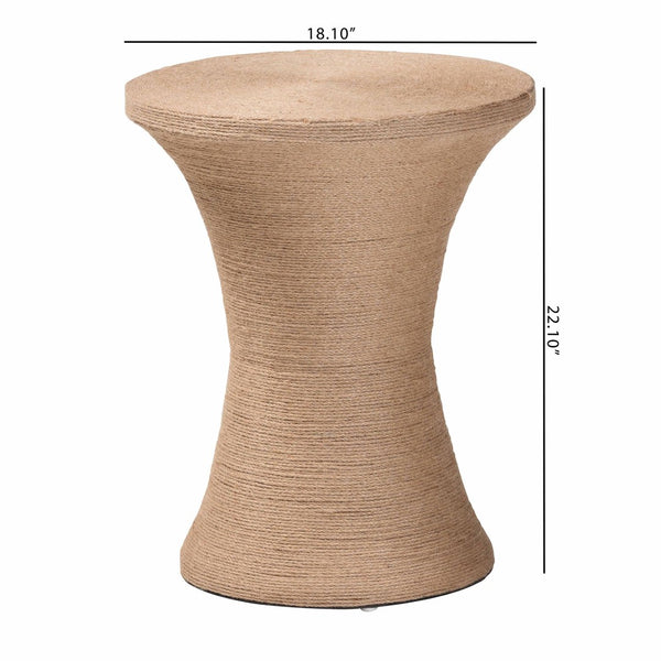 English Elm Japandi Woven Jute Hourglass Side Table Organic Texture for Modern Living Rooms B2750P467807