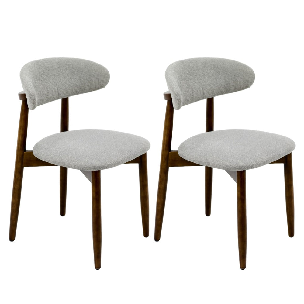 English Elm Wooden Upholstered Dining Chairs Set of 2 Linen Fabric Curved Back Farmhouse Style Gray W3204P456999