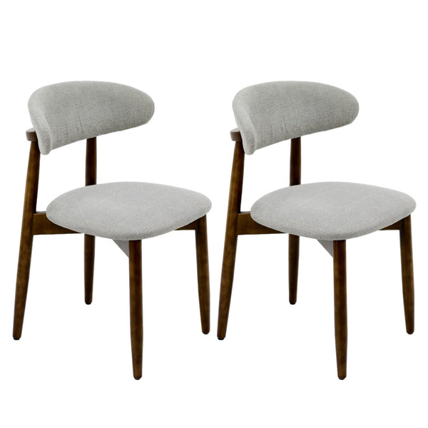 English Elm Wooden Upholstered Dining Chairs Set of 2 Linen Fabric Curved Back Farmhouse Style Gray W3204P456999