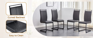 English Elm Table and Chair Set 9 Piece Black Marble Mdf Dining with 8 Pu Leather Seats W1151S03924