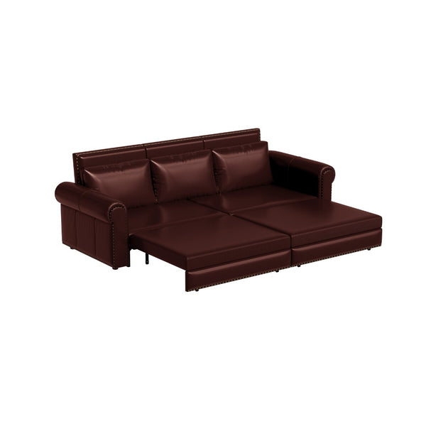 English Elm Chesterfield Velvet King Sleeper Sofa with Nailhead Trim and Rolled Arms for Living Room W1885S00102
