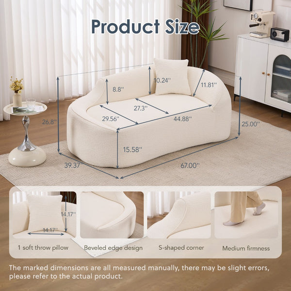 English Elm Ly-048 Sculpted Chenille Chaise Lounge Convertible Sleeper Sofa for Modern Living Spaces Milk White W2231P401698