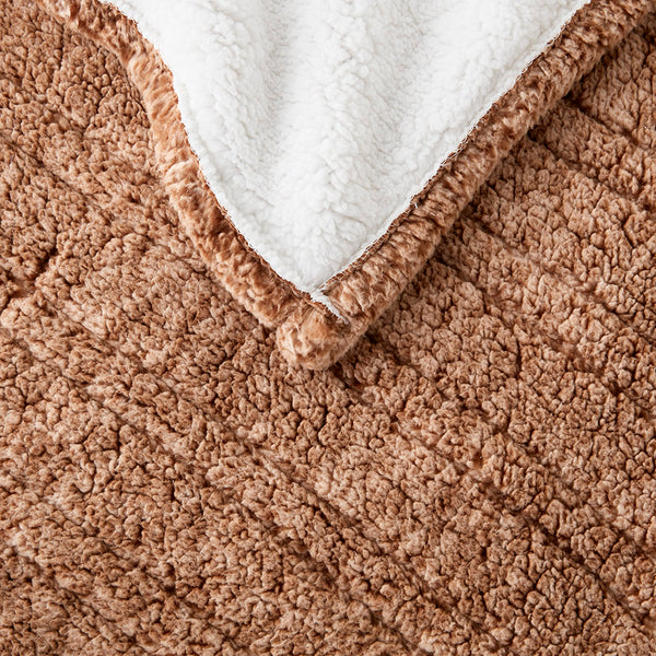 JLA Home True North by Sleep Philosophy - Heated Sherpa Throw with 3 Heat Settings, Overheat Protection, Machine Washable Comfort Layering Brown TN54-0507