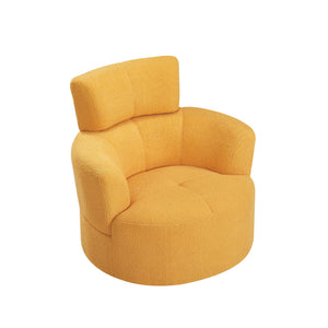 English Elm 360° Swivel Chair - Cozy Upholstered Accent Barrel Chair With Adjustable Headrest For Home & Office N719P272676L