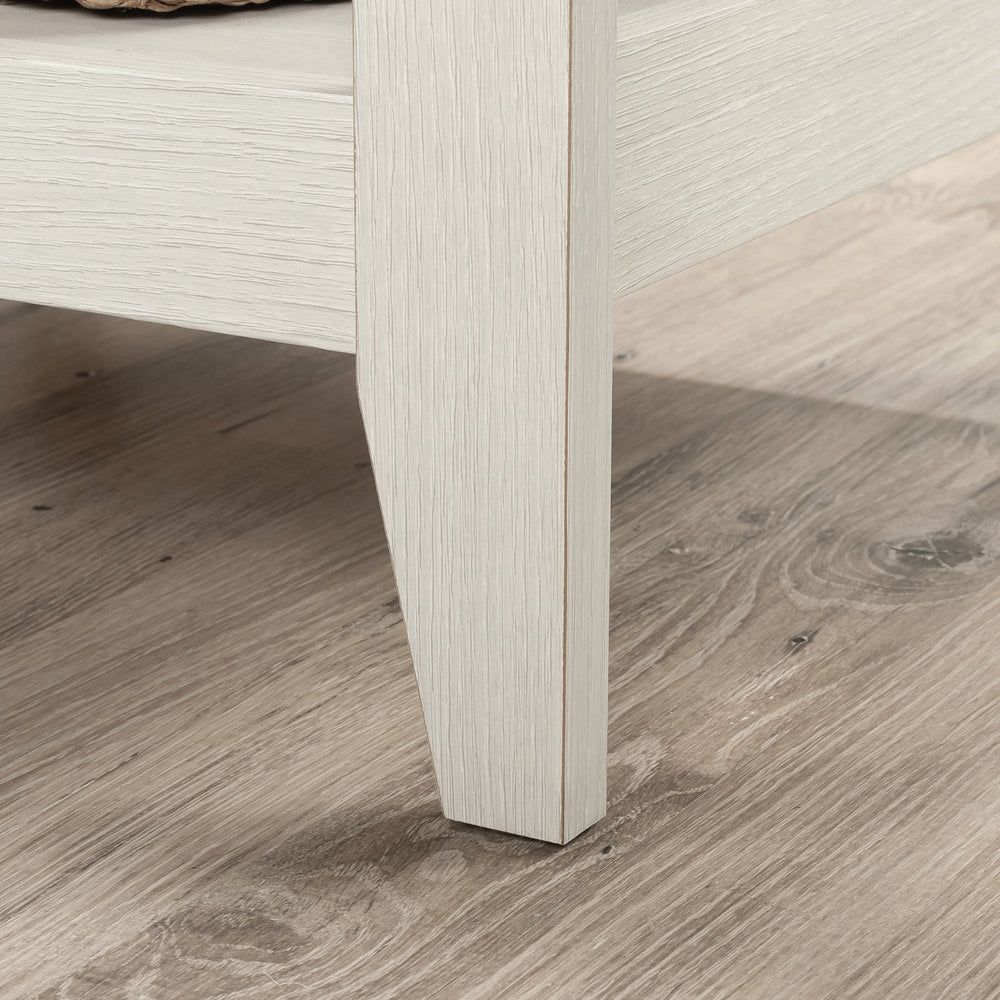 English Elm L-Shaped Desk: Modern White Finish For Small Spaces, Home Offices & Organized Workstations B356P402655