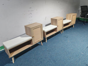 English Elm 2-in-1 Natural Rattan Shoe Storage Bench with 3-Tier Cabinet, Removable Washable Cushion, Durable Entryway Organizer W808P212813