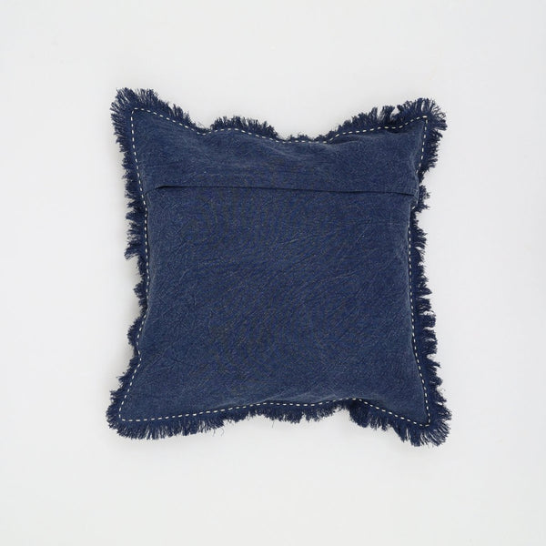 English Elm Stonewashed Linen Throw Pillow - Artisan Handworked Edges, Fringe, 22X22" For Cozy, Stylish Decor B346P321245-GIGA