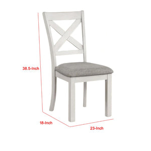 English Elm Rone Cross-back Rubberwood Dining Chairs Set of 2 with Gray Upholstered Cushion Farmhouse B056P417059