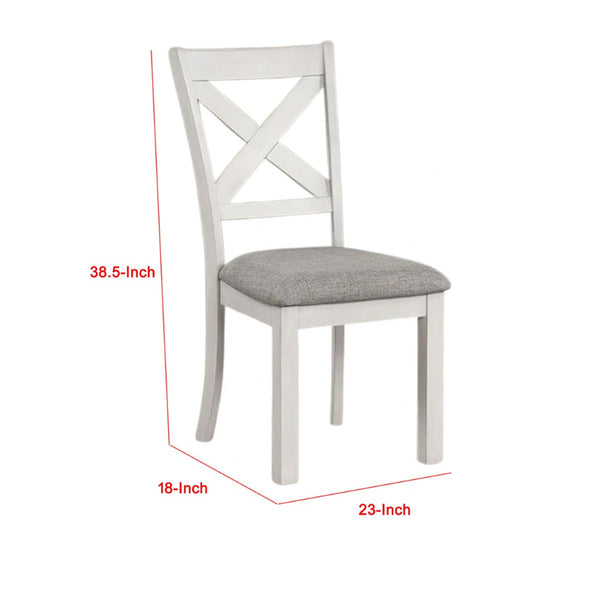 English Elm Rone Cross-back Rubberwood Dining Chairs Set of 2 with Gray Upholstered Cushion Farmhouse B056P417059