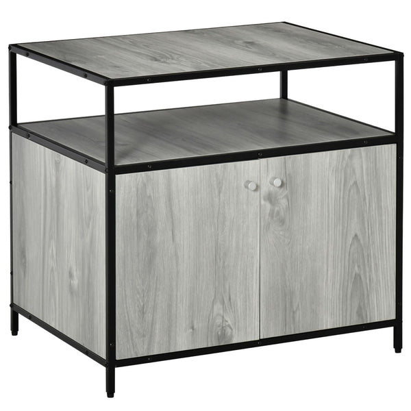 English Elm Pawhut Stylish Wooden Cat Litter Box Enclosure, Multi-Functional End Table With Storage & Privacy W2225P217306-GIGA