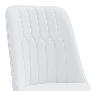 English Elm 2 Modern Dining Chairs with Plush PU Cushions and Gold Metal Legs for Stylish Comfort at Home White+Silver W1151P295416