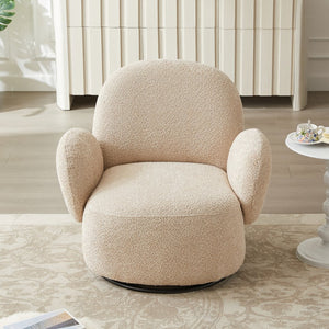 English Elm Accent Cloud Chair with 360° Swivel, Plush Fabric Upholstery, Space-Saving Design, Holds 260 lbs Beige W820S00069