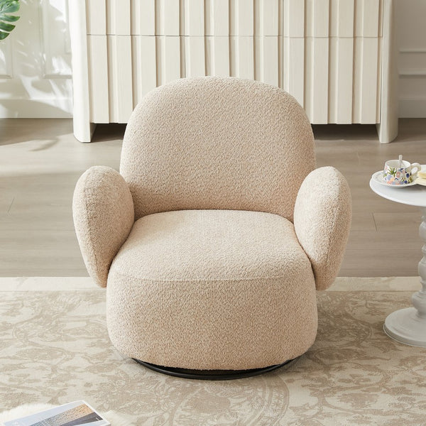 English Elm Accent Cloud Chair with 360° Swivel, Plush Fabric Upholstery, Space-Saving Design, Holds 260 lbs Beige W820S00069